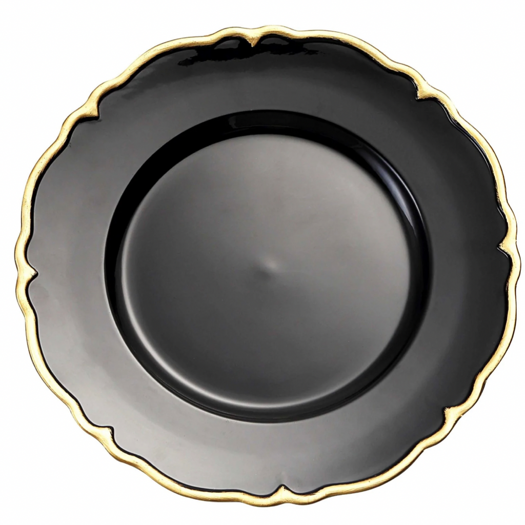 Black Scalloped Charger